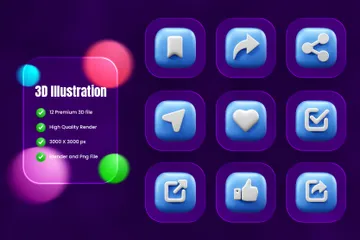 Bouton de médias sociaux Pack 3D Icon