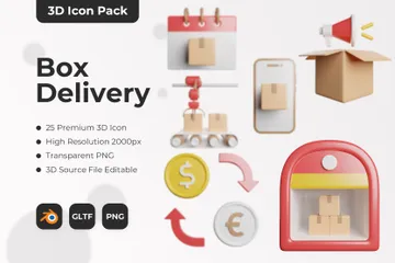 Box Delivery 3D Icon Pack