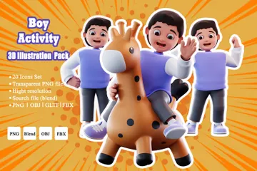 Boy Activity 3D Illustration Pack