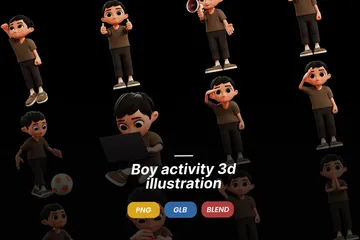 Boy Activity 3D Illustration Pack