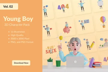 Boy Character 3D Illustration Pack