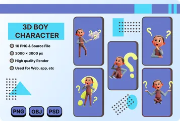 Boy Character 3D Illustration Pack