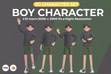 Boy Character 3D Illustration Pack