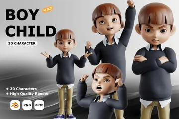 Boy Child Pose Version 2 3D Illustration Pack