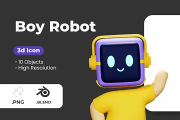 Boy Robot 3D Icon Pack