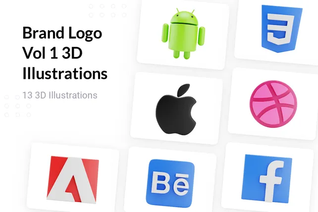 Free Brand Logo Vol 1 3D Illustration pack from Logos 3D Illustrations