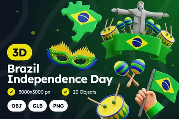 Brasiliens Unabhängigkeitstag 3D Icon Pack