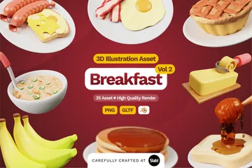 朝食 3D Iconパック