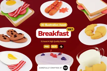 朝食 3D Iconパック