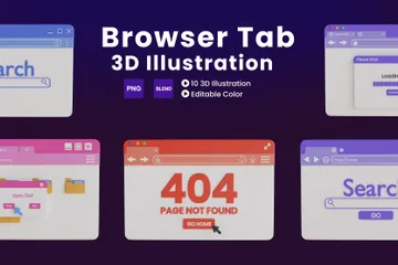 Browser Tab 3D Illustration Pack