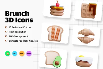 Brunch 3D Icon Pack