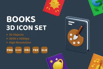 Bücher 3D Icon Pack