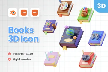 Büchersammlung 3D Icon Pack