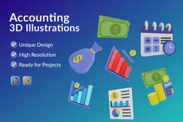 Buchhaltung 3D Illustration Pack