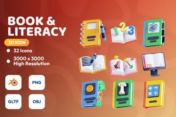 Buch & Literatur 3D Icon Pack