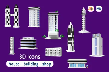 Building 3D Icon Pack