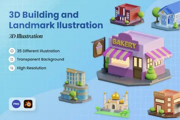 建物とランドマーク 3D Iconパック