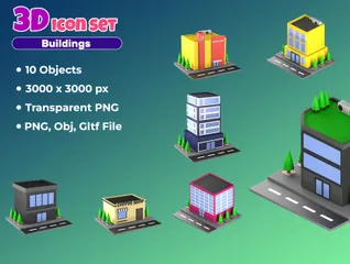 Buildings 3D Icon Pack