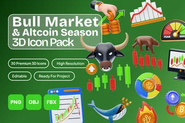 Bull Market And Altcoin 3D Icon Pack
