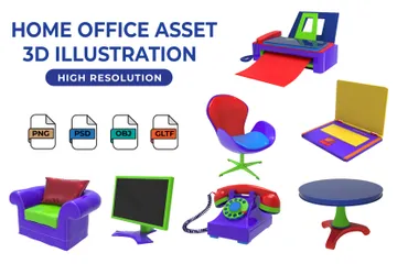 Bureau à domicile Pack 3D Icon