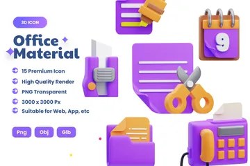 Büromaterial 3D Icon Pack