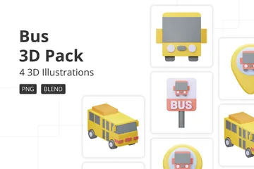Bus 3D Icon Pack