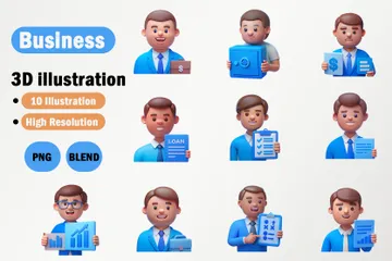 Business Character 3D Icon Pack