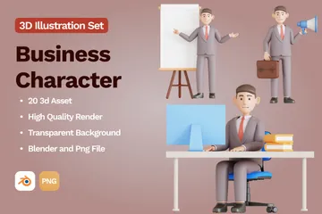 Business Character Presentation 3D Illustration Pack