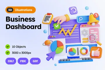 Geschäfts-Dashboard 3D Illustration Pack