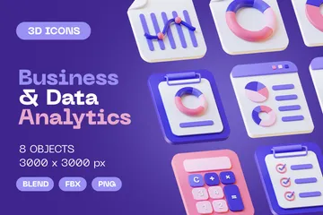 Business & Data Analytics 3D Icon Pack