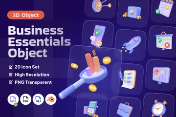 Business Essentials Object 3D Icon Pack