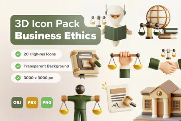 ビジネス倫理と法律 3D Iconパック