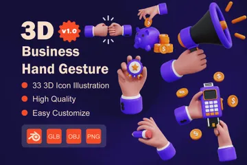 Business Hand Gesture 3D Icon Pack