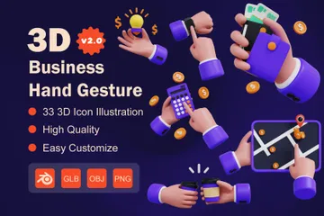 Business Hand Gesture V2 3D Icon Pack