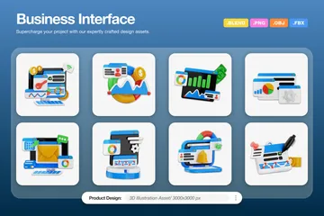 Business Interface 3D Icon Pack