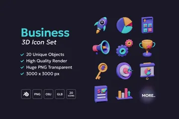 Geschäftsmarketing 3D Icon Pack