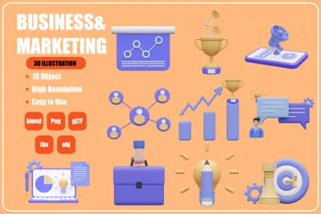 Geschäft & Marketing 3D Icon Pack