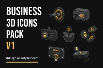 Business Pack Dark & Gold - V1 3D Icon Pack