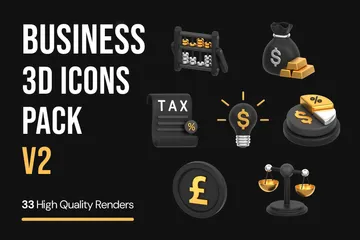 Business Pack Dark & Gold - V2 3D Icon Pack