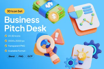 Business Pitch Desk 3D Icon Pack