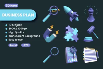 Plan d'affaires Pack 3D Icon