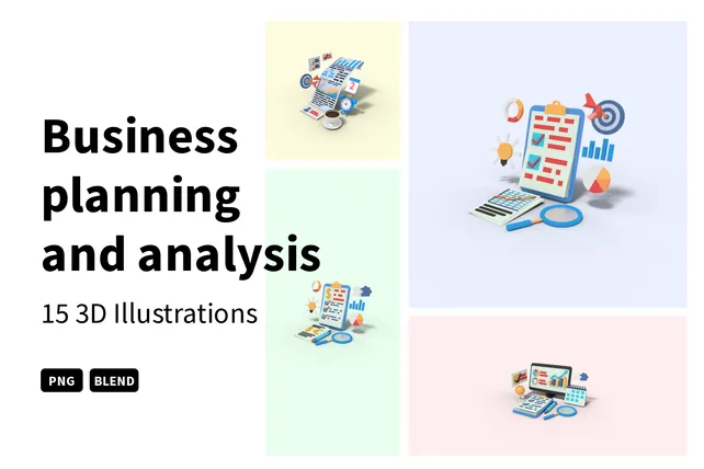 Business Planning And Analysis 3D Illustration Pack - 15 Business 3D ...