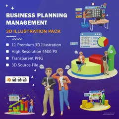Business Planning Management 3D Illustration Pack