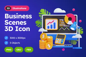 Business Scenes 3D Illustration Pack