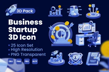 ビジネスの立ち上げ 3D Iconパック