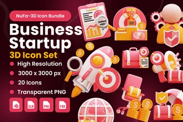 BUSINESS STARTUP 3D Icon Pack