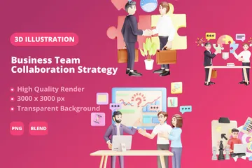 ビジネスチームのコラボレーション戦略 3D Illustrationパック