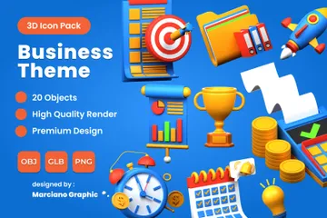 Business Theme 3D Icon Pack