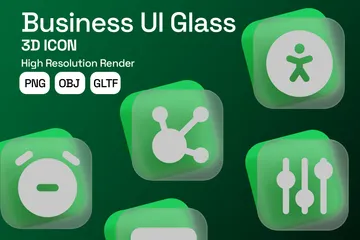 Business UI Glass 3D Icon Pack