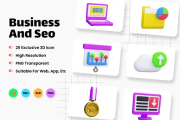 Business und SEO 3D Icon Pack